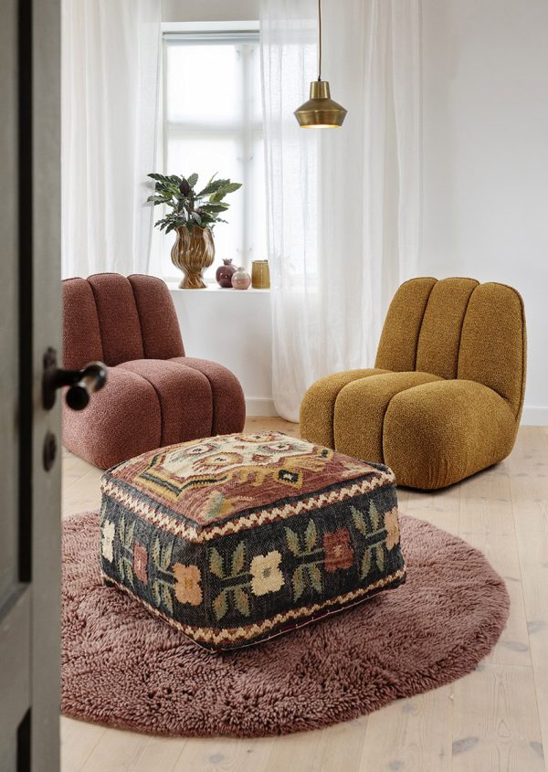Kör alakú gyapjú szőnyeg - púderrózsaszín 150 cm